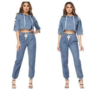 Denim jogger set